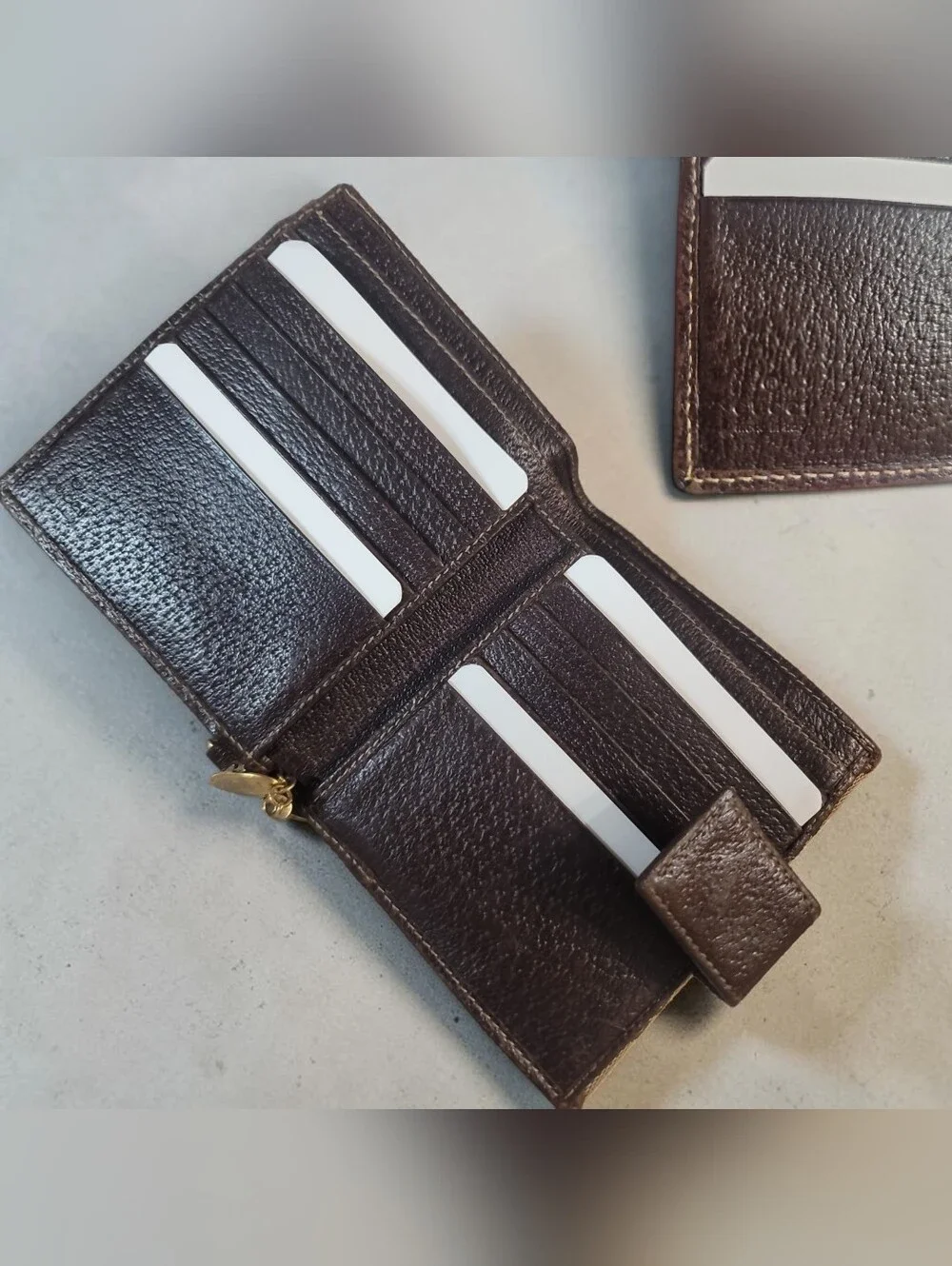 Gucci Beige and Brown GG Canvas Bi-Fold Wallet with Gold Boot Charm - Picture 5 of 11
